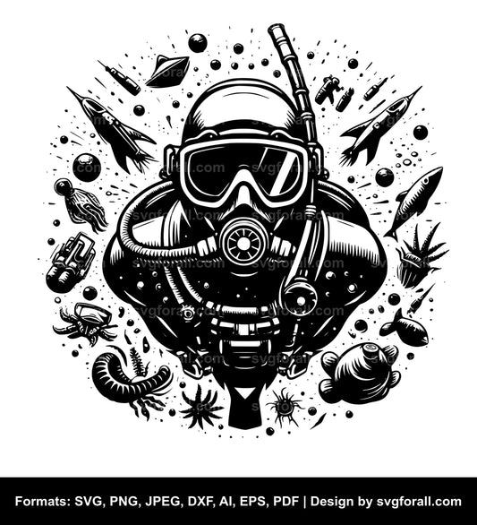 Diver SVG Cut File