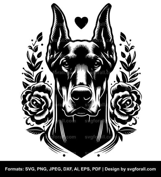 Doberman Pinscher Dog SVG Design