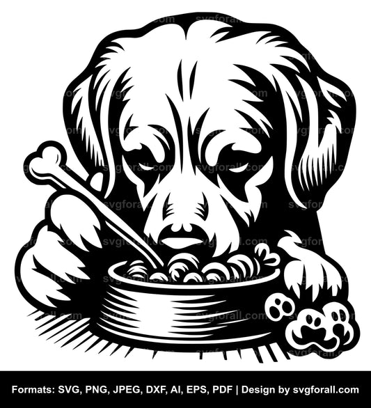 Dog Eating Vector SVG