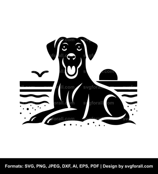 Dog On Beach SVG