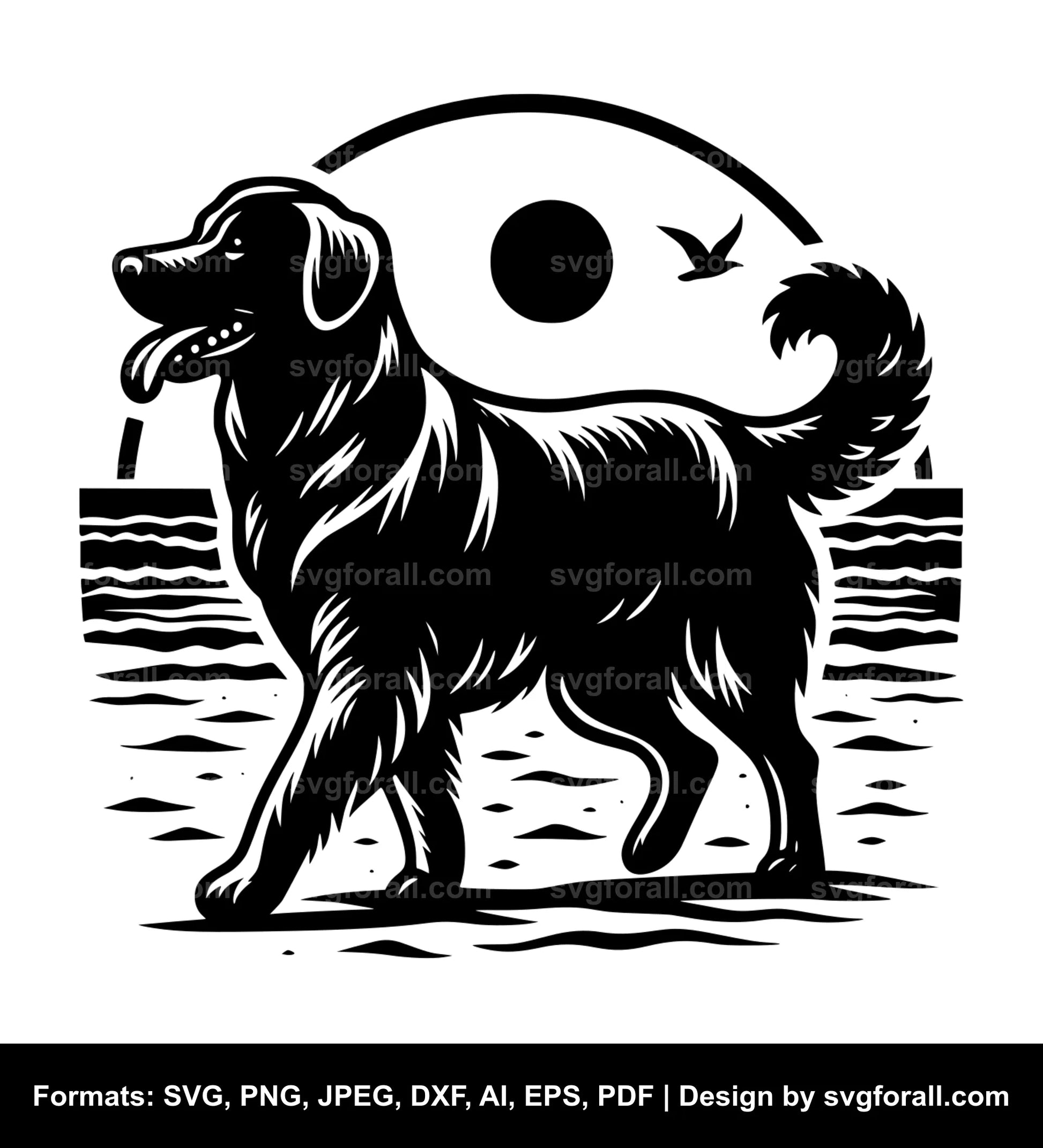 Dog On Beach SVG File