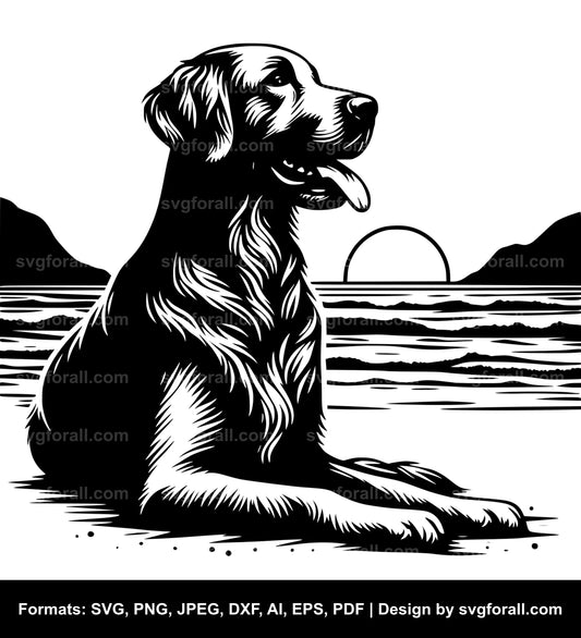 Dog On Beach SVG PNG