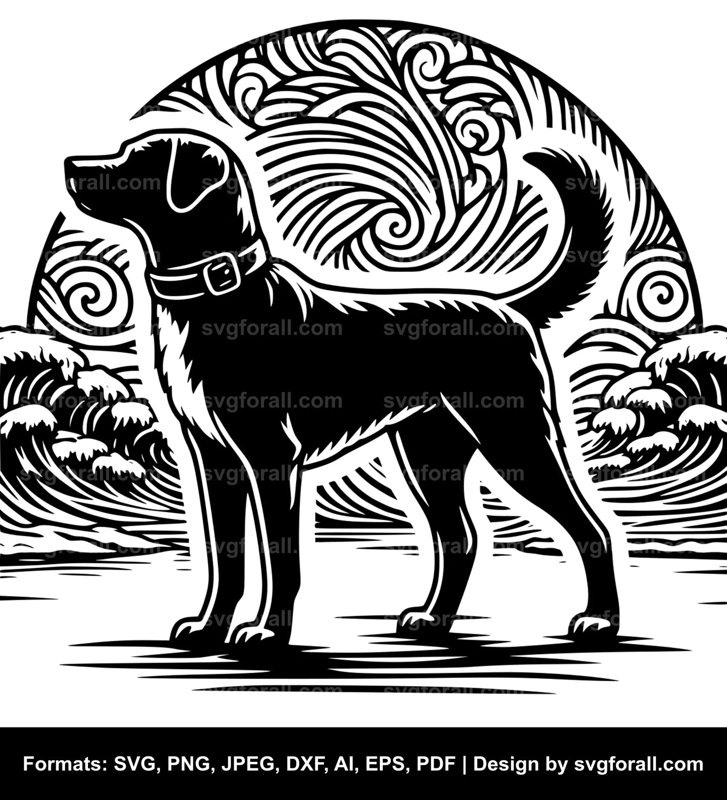 Dog On Beach SVG Vector