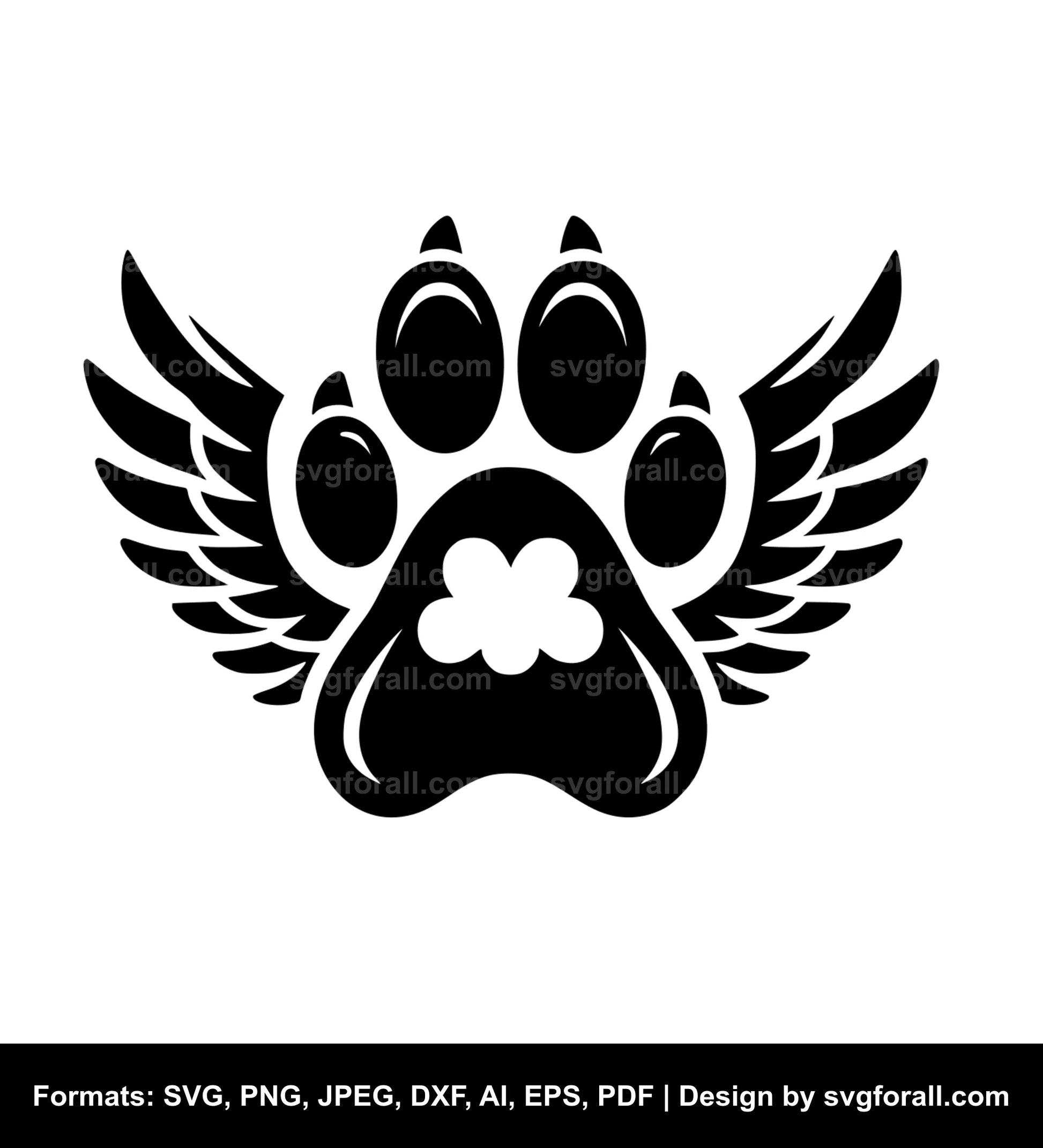 Dog Paw With Wings SVG File