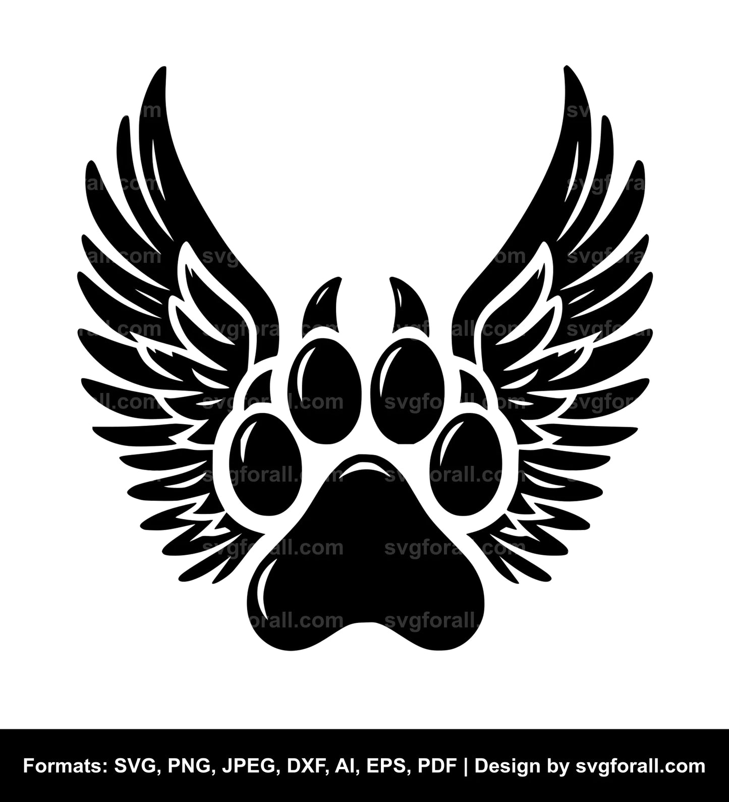 Dog Paw With Wings Vector SVG