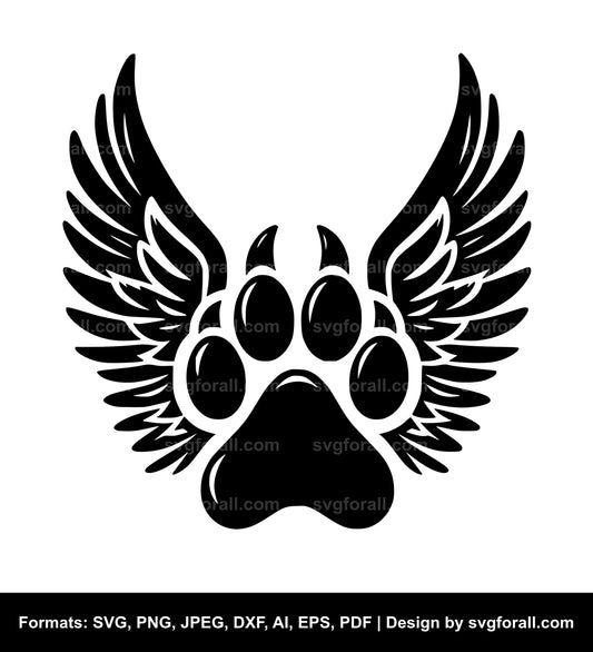 Dog Paw With Wings Vector SVG