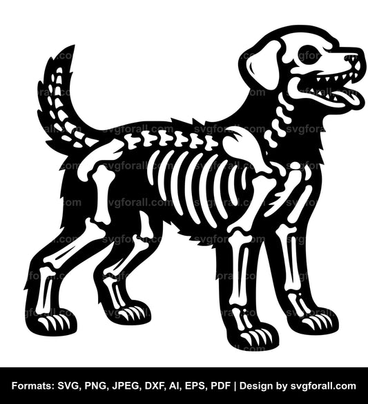 Dog Skeleton Black SVG