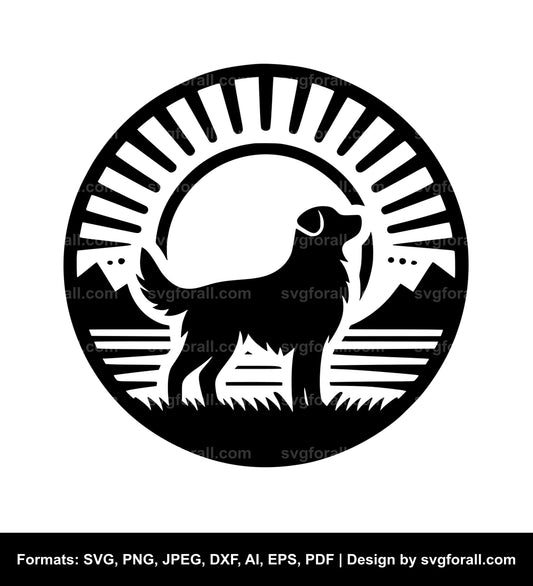 Dog Sunset Black SVG