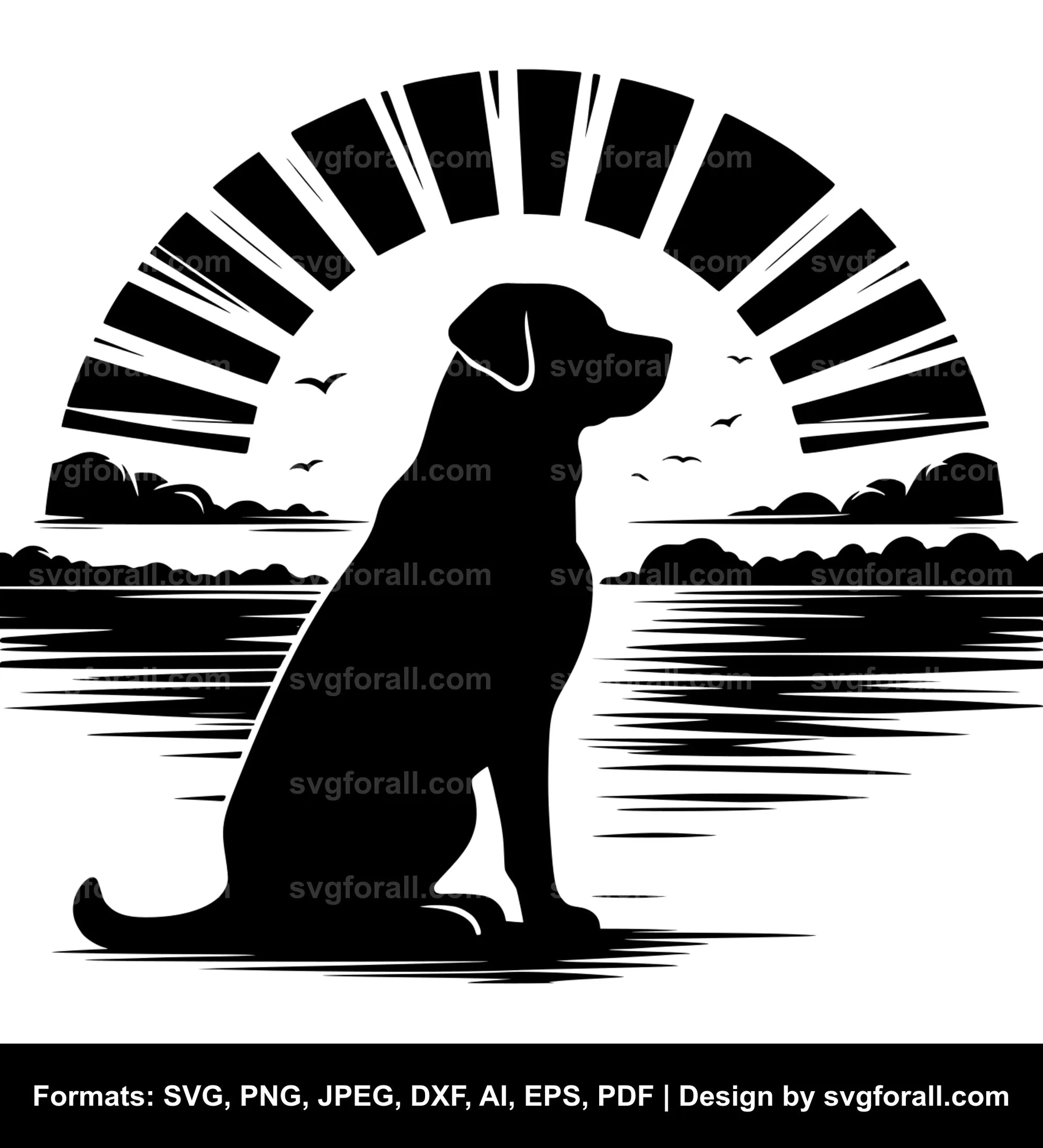 Dog Sunset Clipart SVG