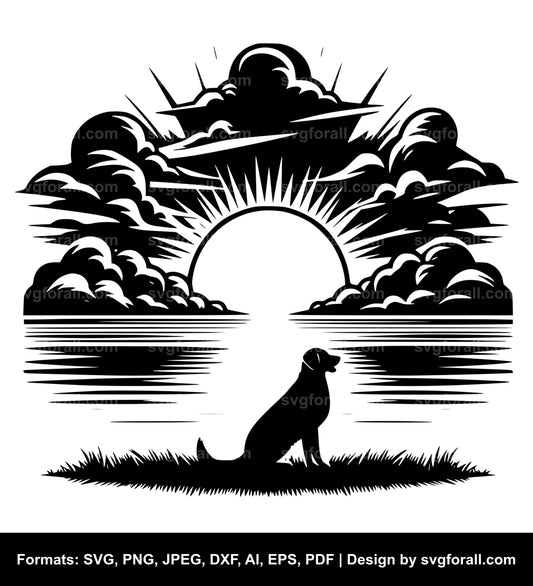 Dog Sunset SVG File