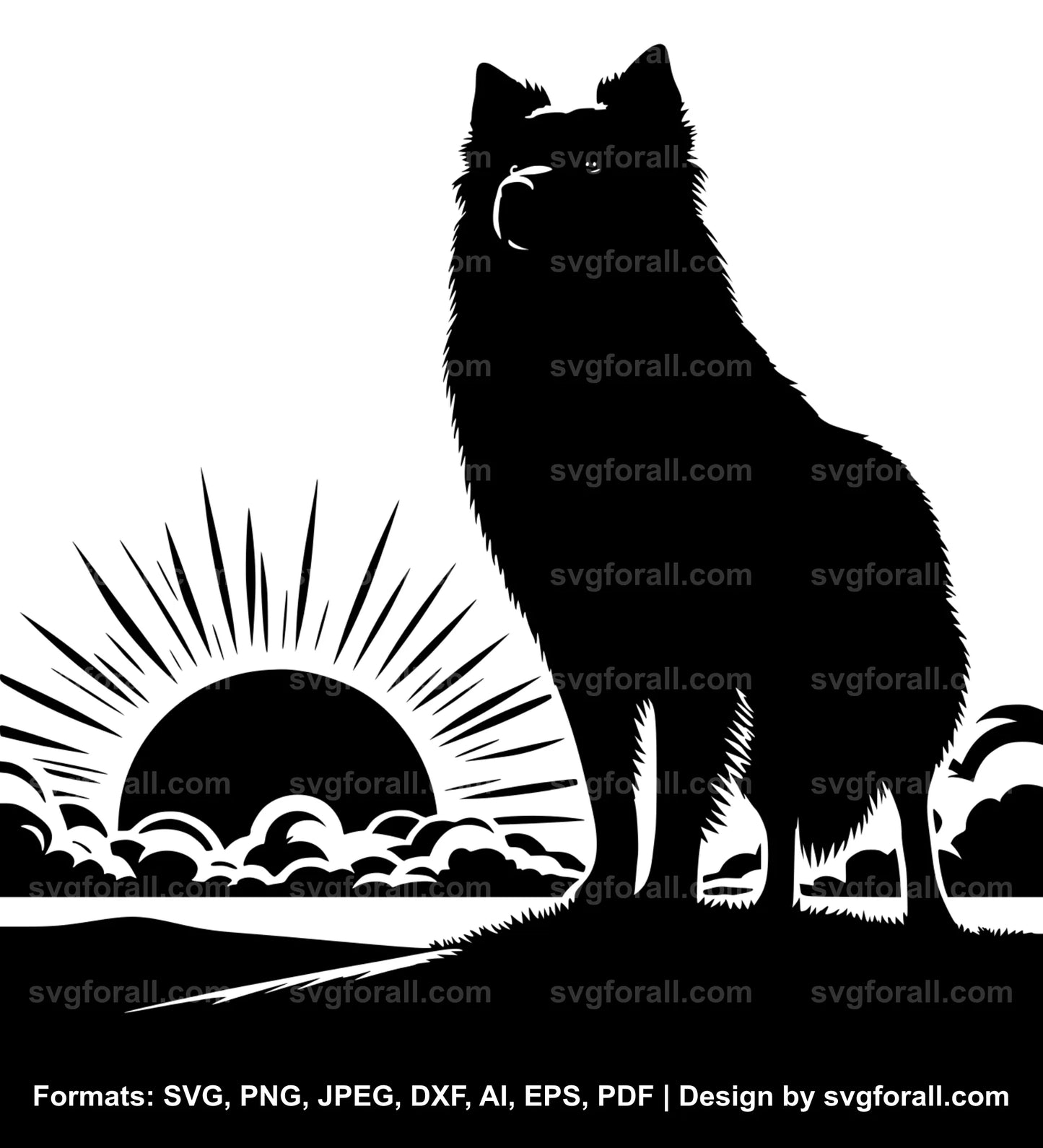 Dog Sunset SVG PNG