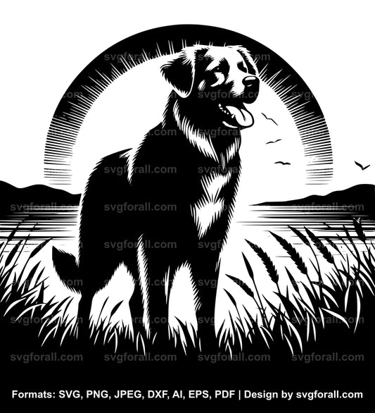 Dog Sunset SVG Vector