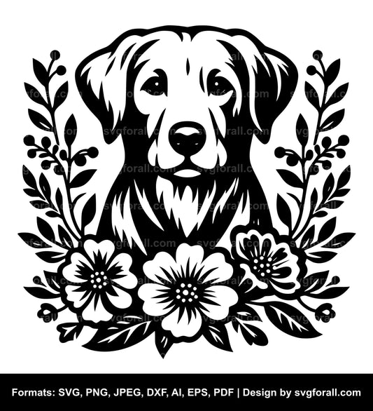 Dog With Flowers Cricut SVG