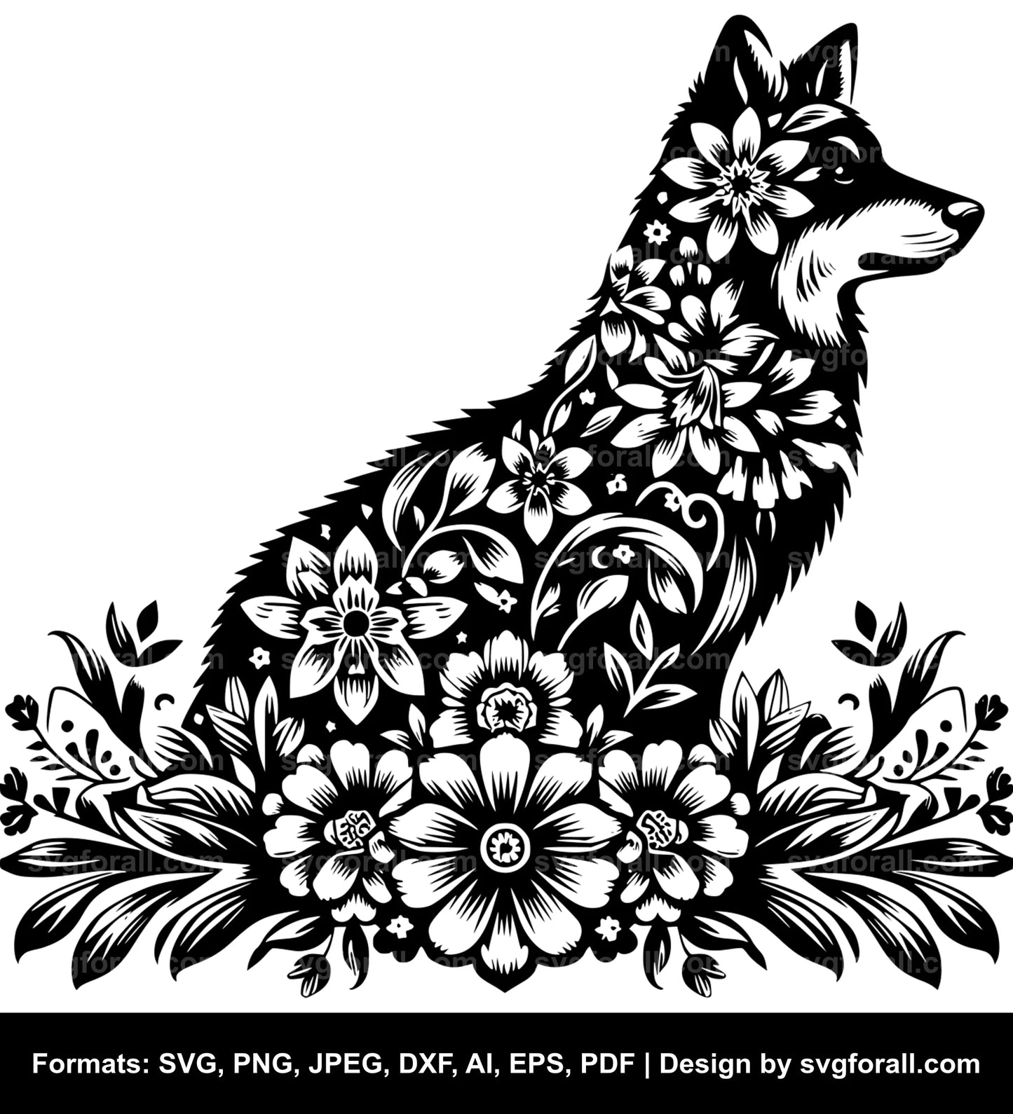 Dog With Flowers SVG