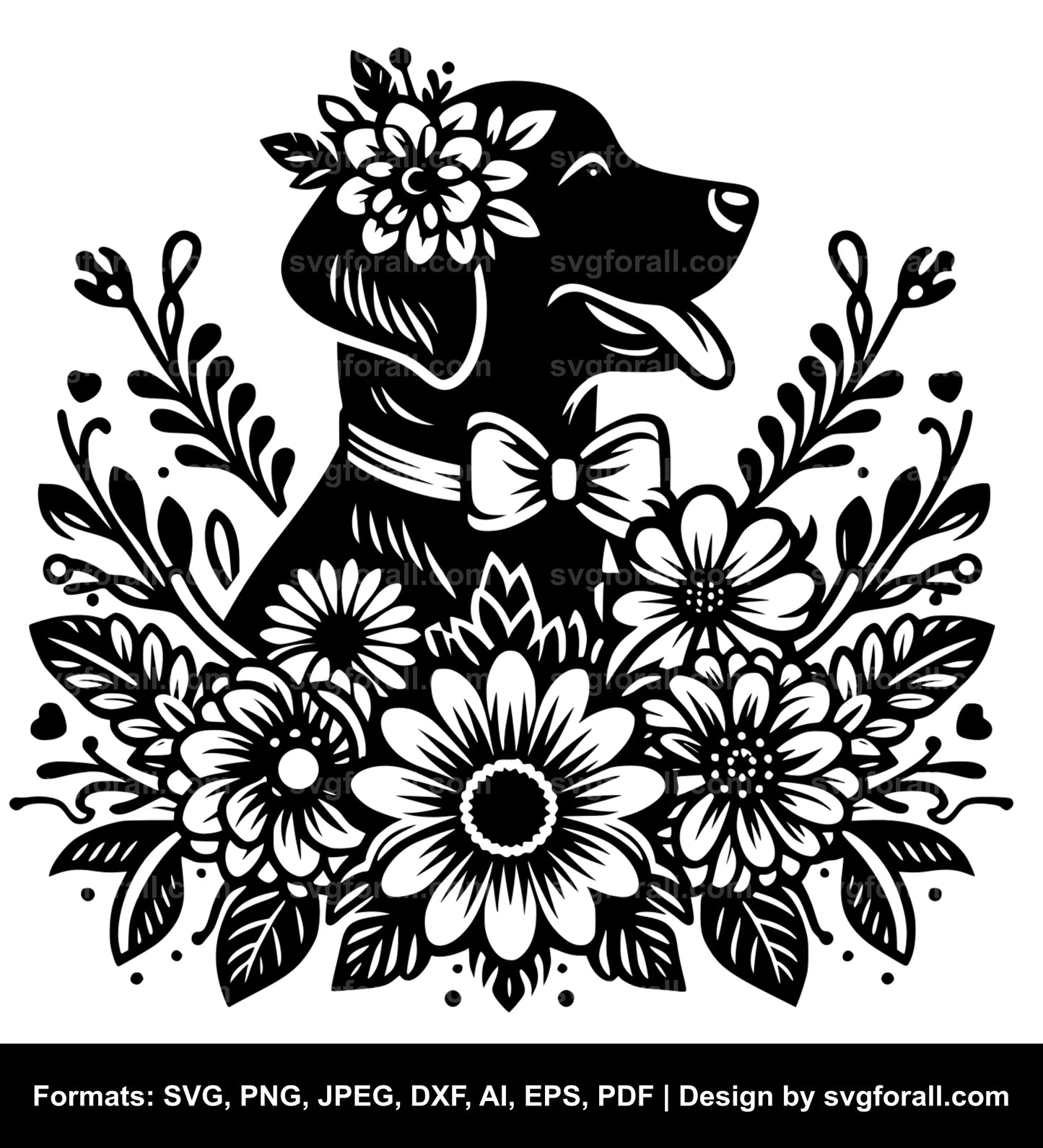 Dog With Flowers SVG PNG