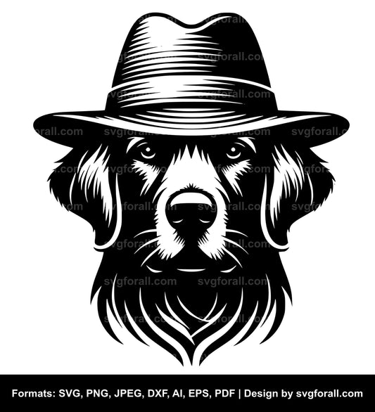 Dog With Hat Black SVG