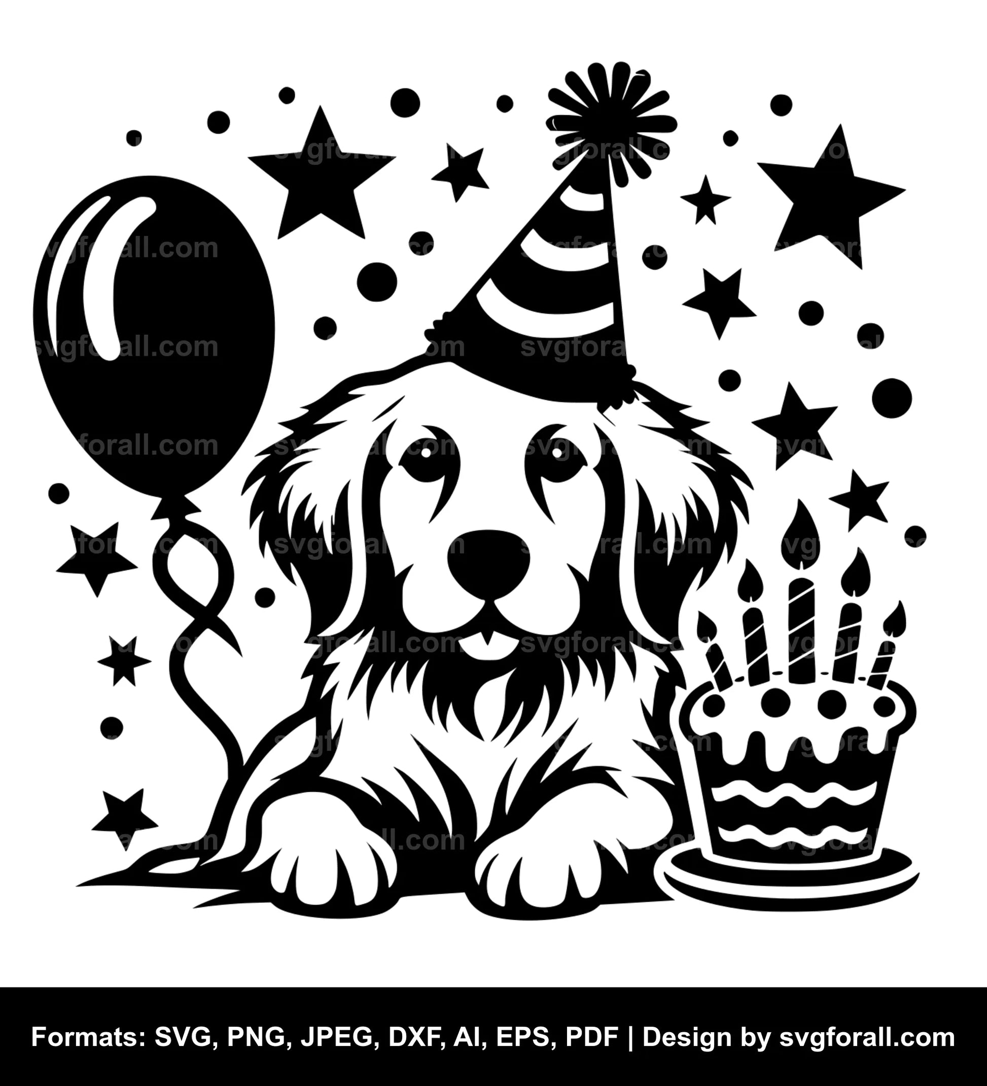 Dog With Party Hat Cricut SVG