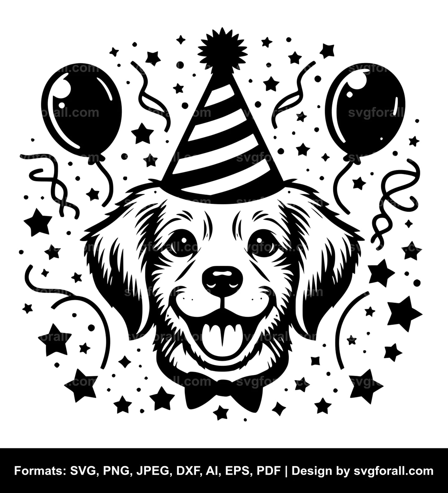 Dog With Party Hat SVG Design