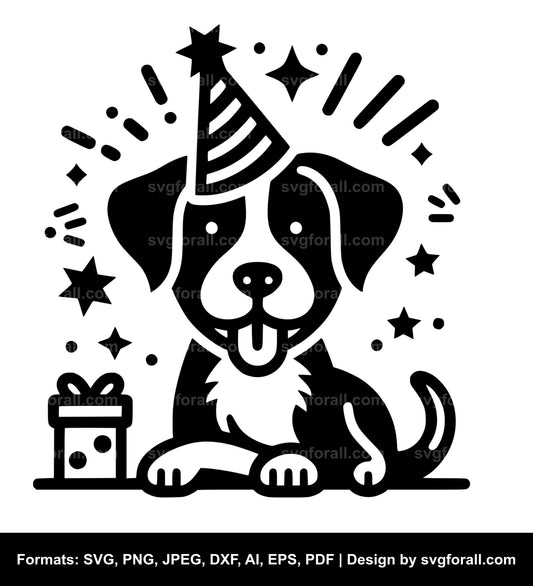 Dog With Party Hat SVG File