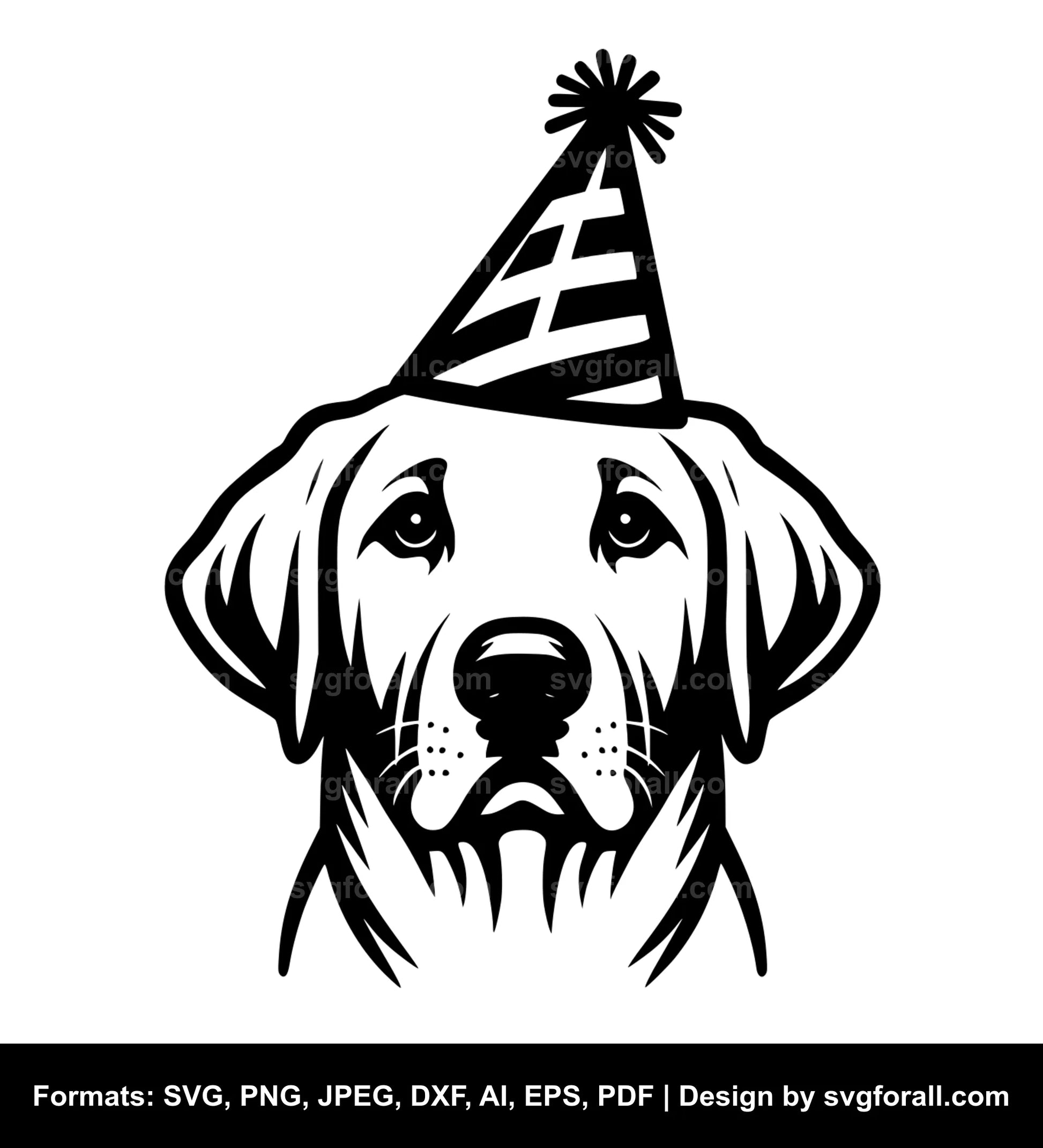 Dog With Party Hat SVG Vector