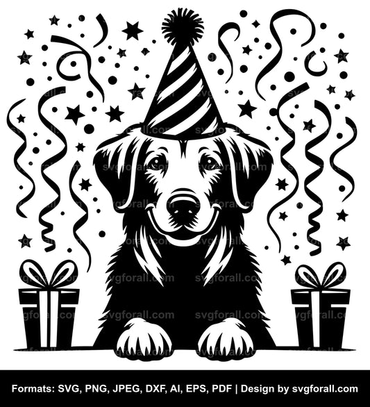 Dog With Party Hat Vector SVG