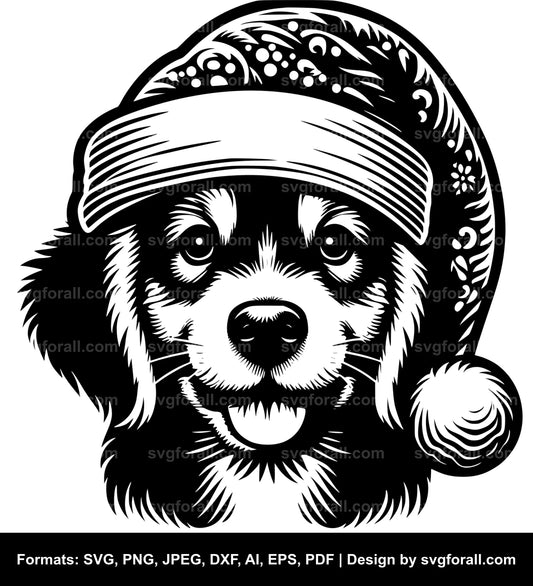 Dog With Santa Hat SVG