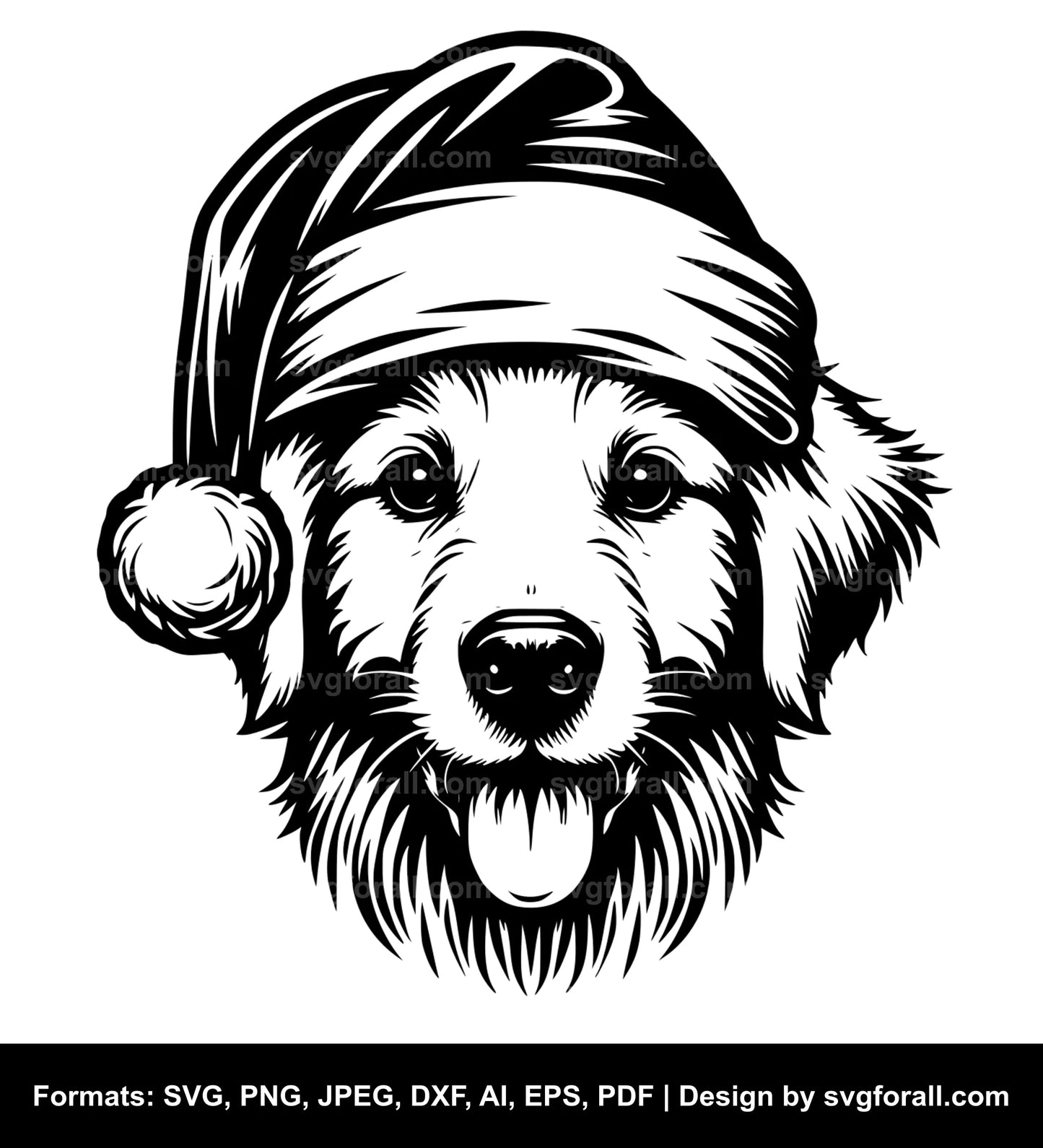 Dog With Santa Hat SVG Design