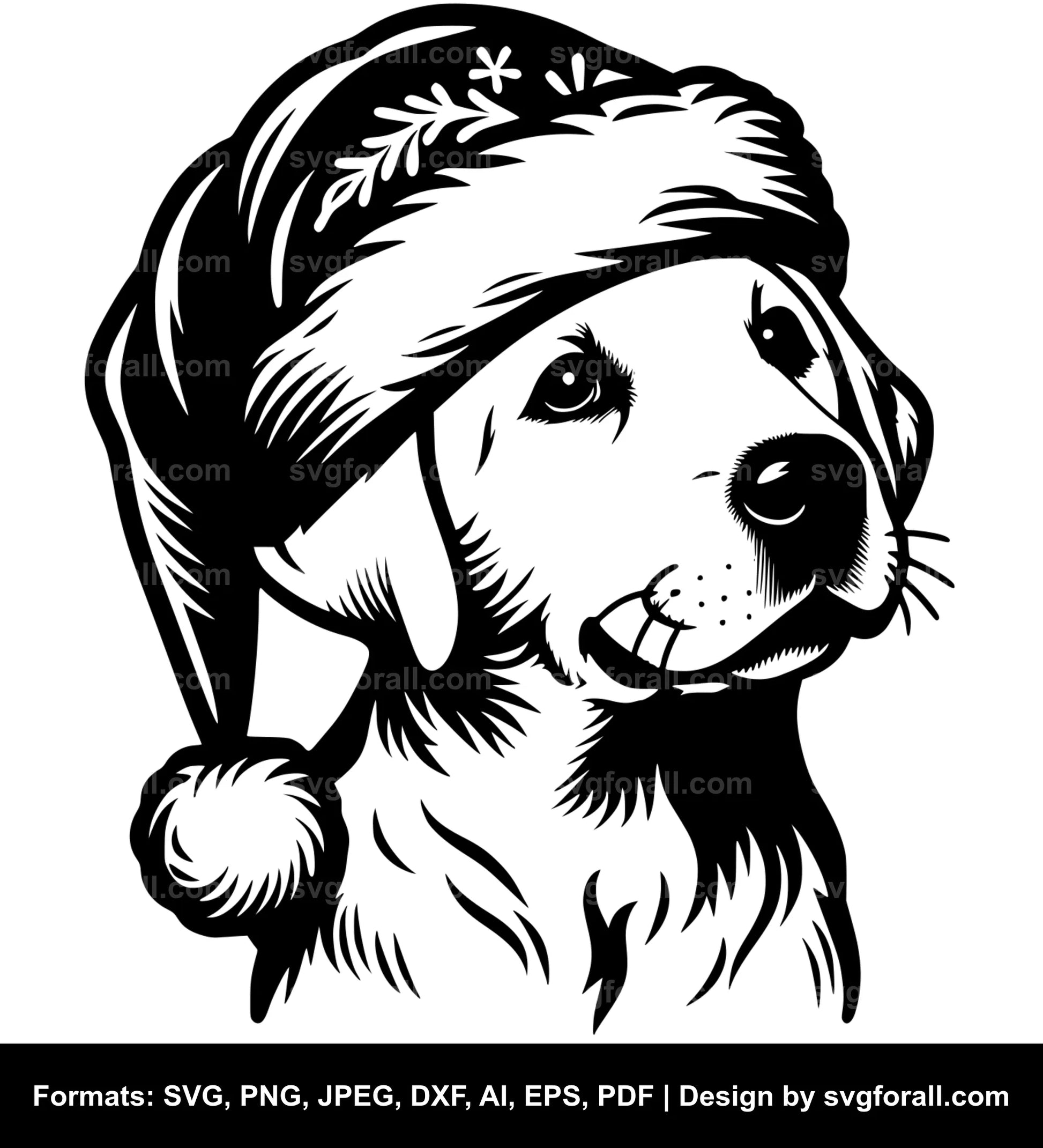 Dog With Santa Hat SVG File