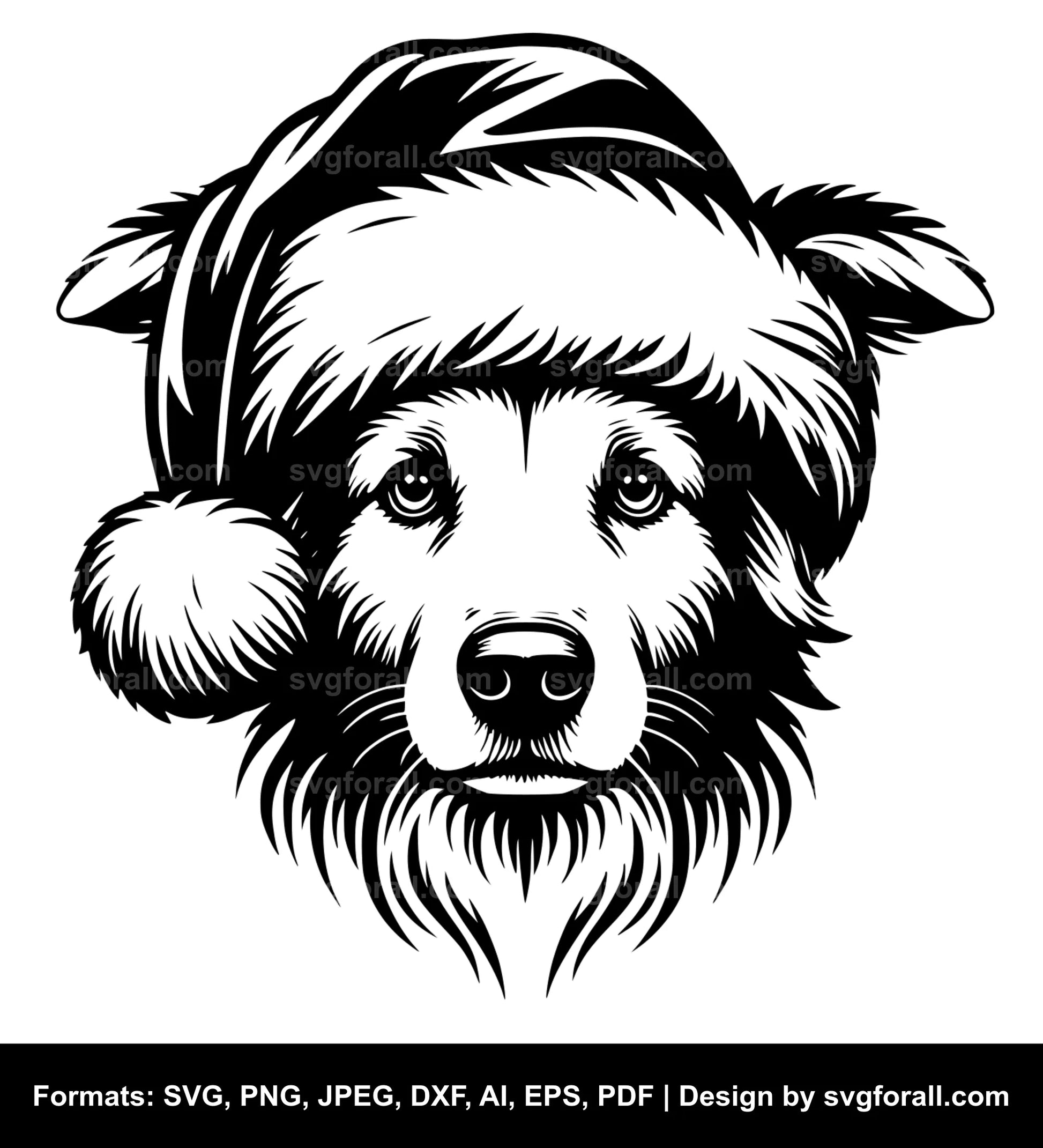 Dog With Santa Hat SVG PNG