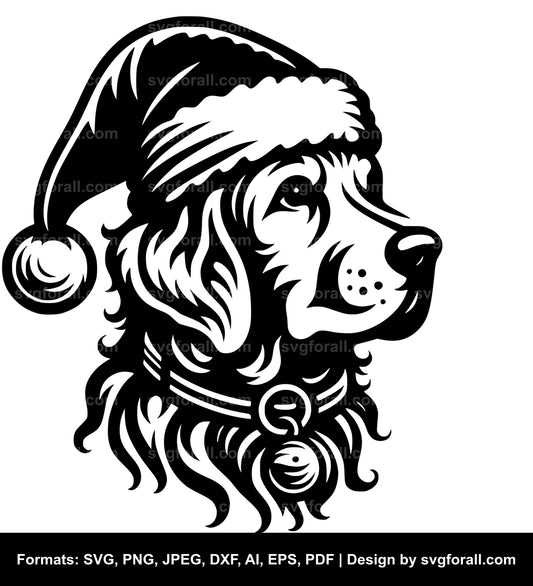 Dog With Santa Hat SVG Vector