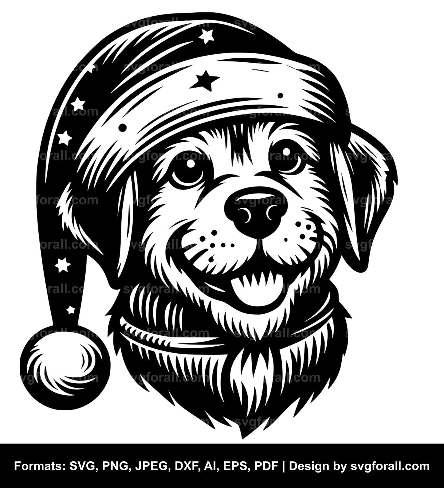 Dog With Santa Hat Vector SVG