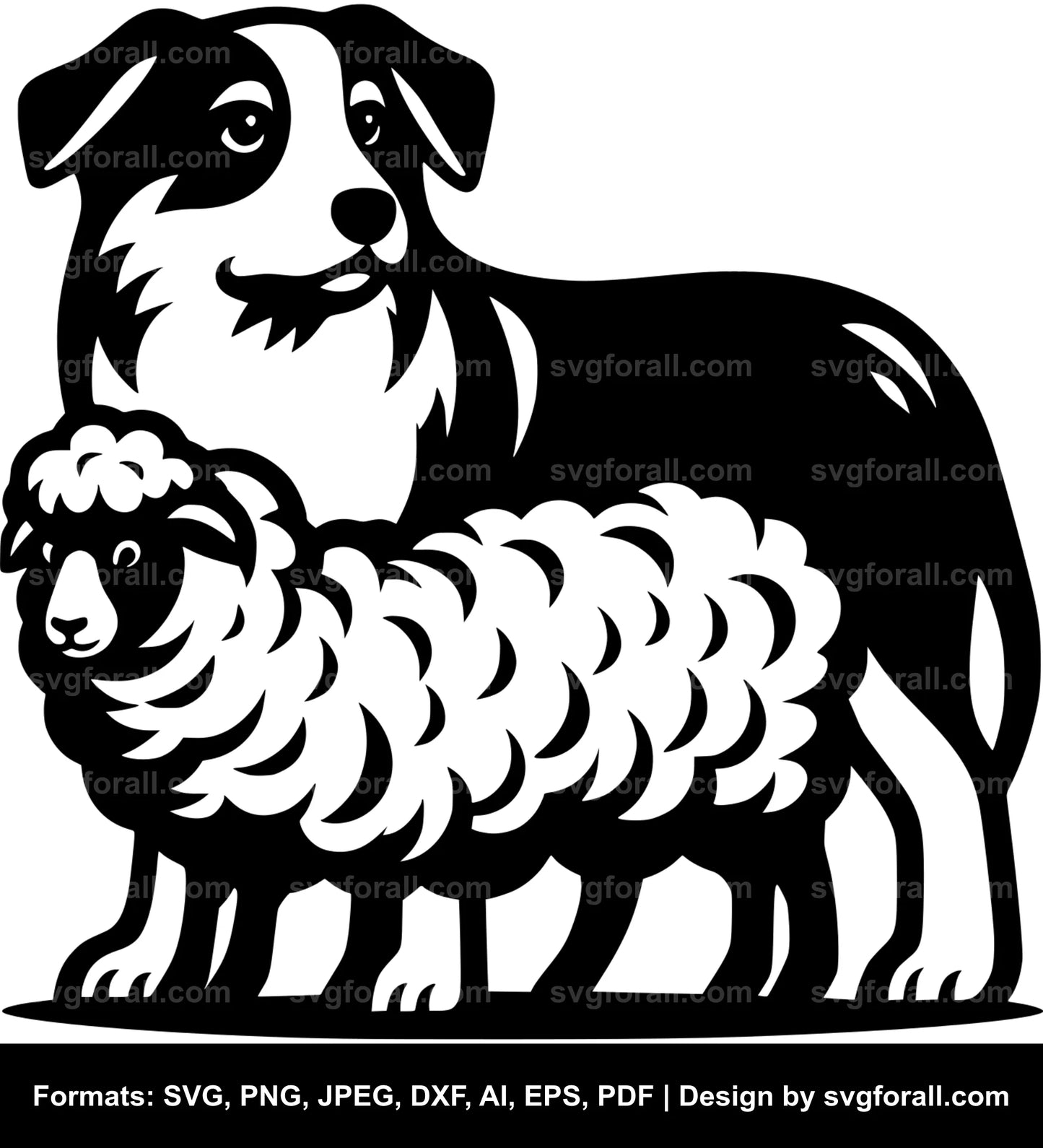 Dog With Sheep Black SVG