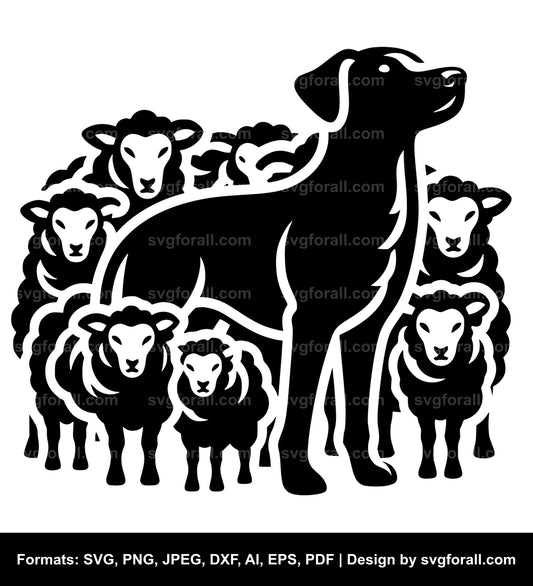 Dog With Sheep Cricut SVG