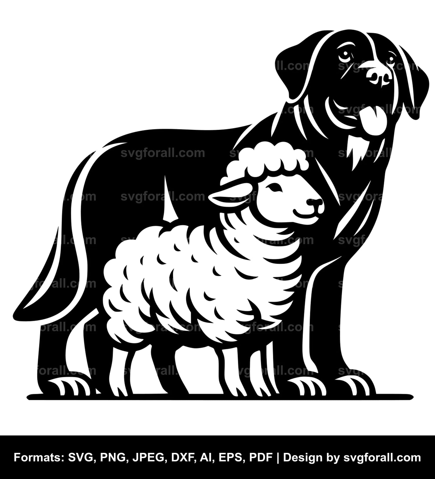 Dog With Sheep SVG Design