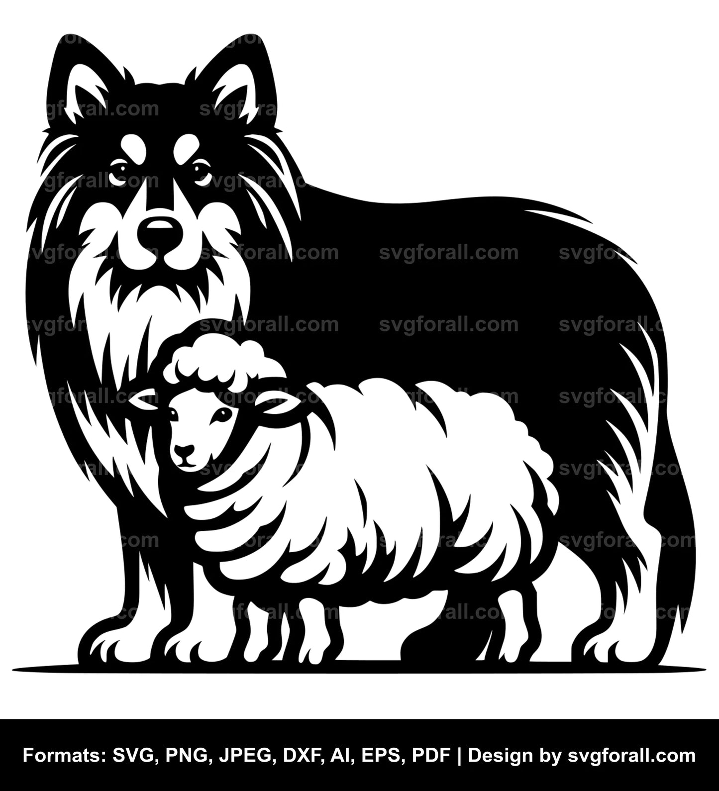 Dog With Sheep SVG File