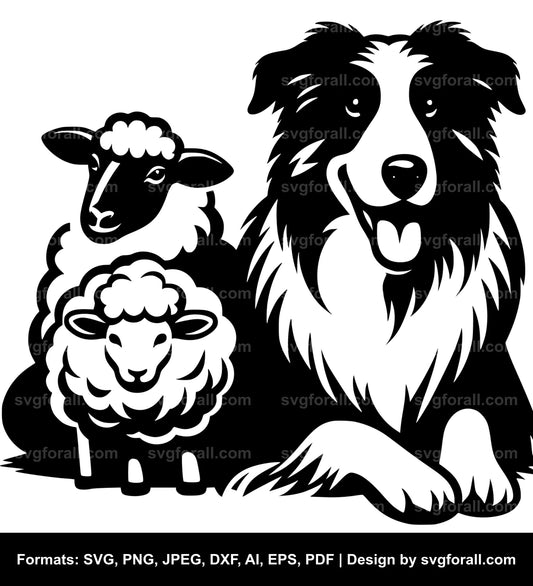 Dog With Sheep SVG PNG