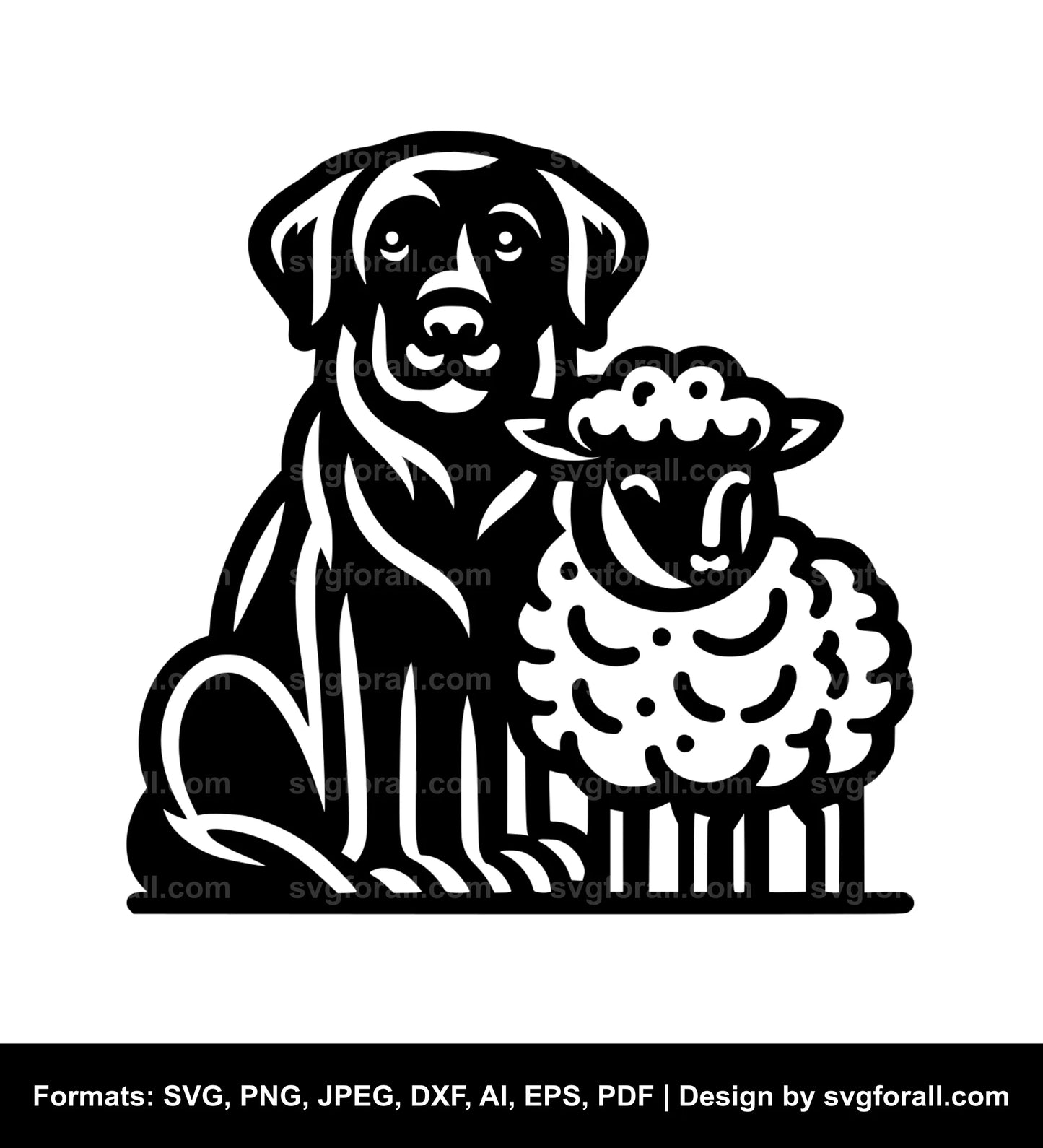 Dog With Sheep Vector SVG