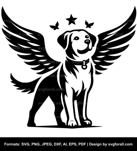 Dog With Wings Black SVG