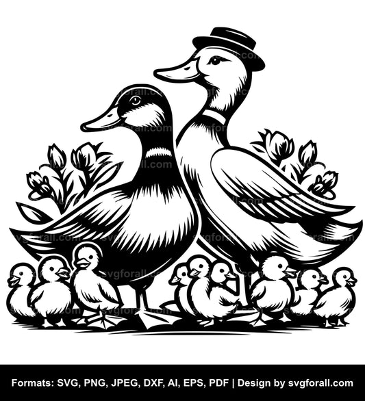 Duck Family SVG Vector