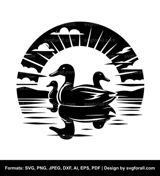 Duck Sunset SVG File