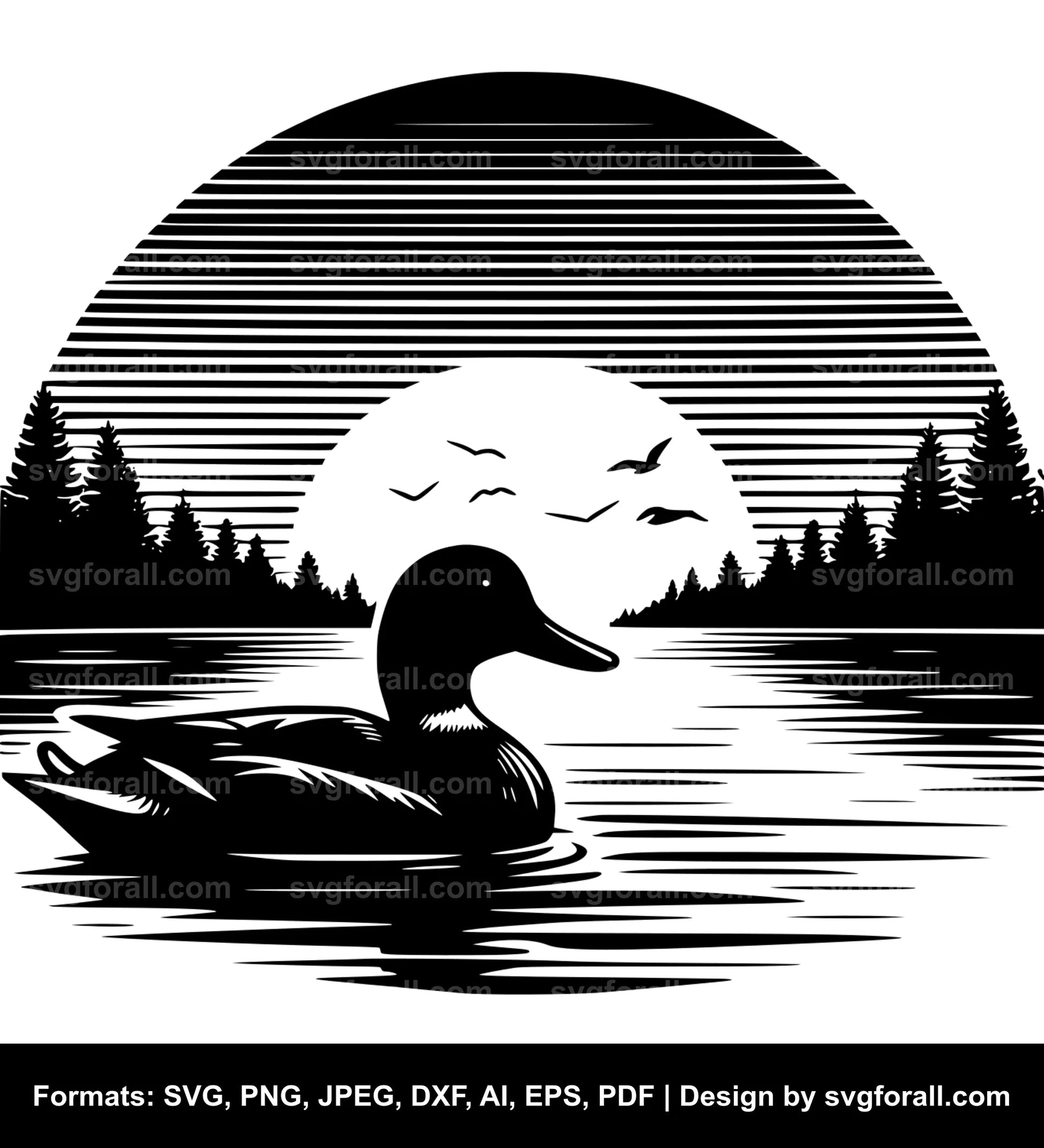 Duck Sunset SVG Vector