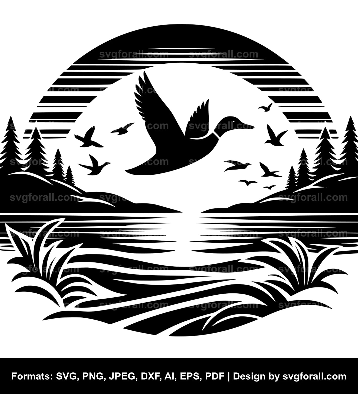 Duck Sunset Vector SVG