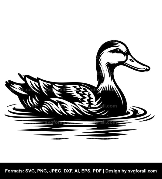 Duck Swimming Clipart SVG