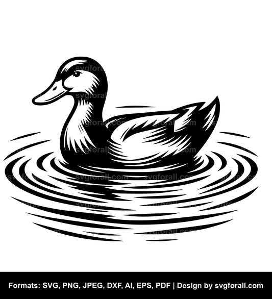 Duck Swimming SVG