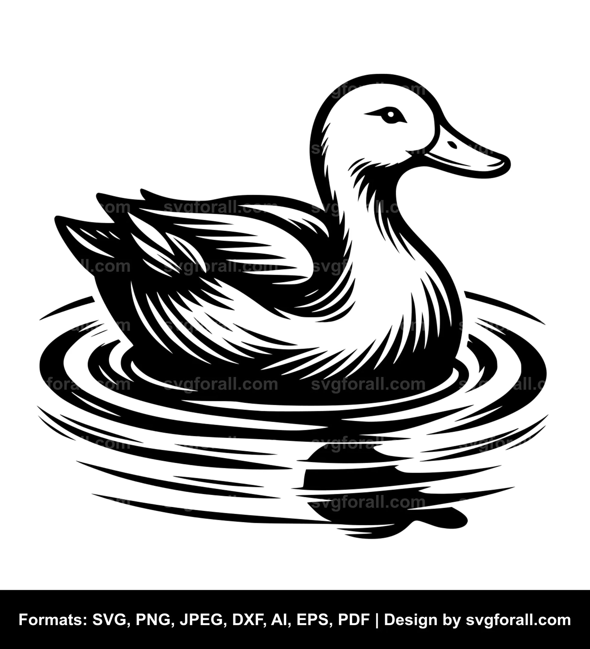 Duck Swimming SVG Design