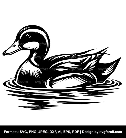 Duck Swimming SVG File