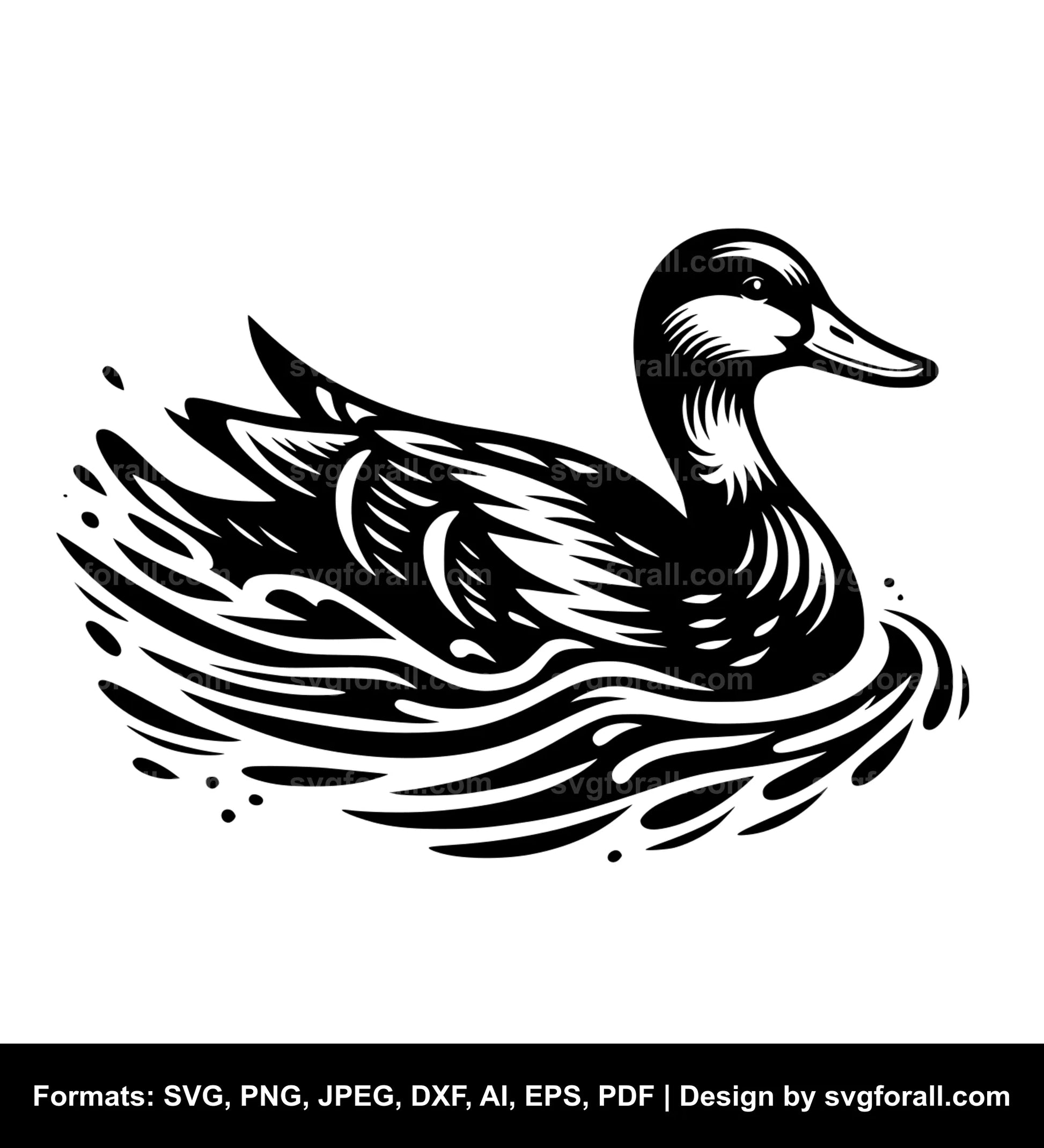 Duck Swimming SVG Vector