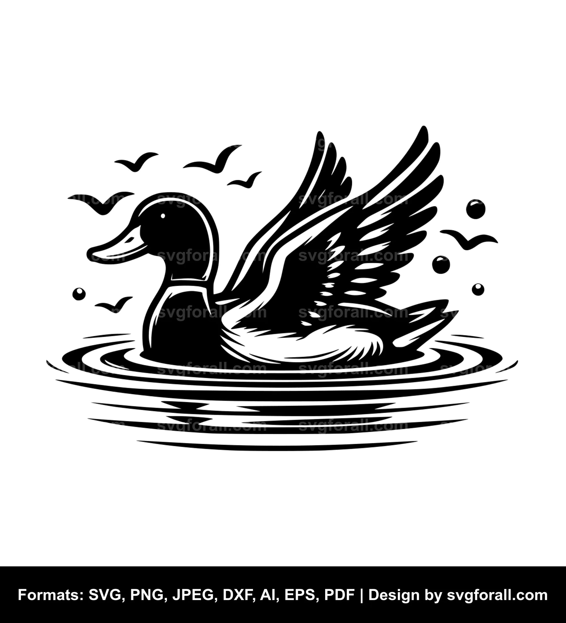 Duck Swimming Vector SVG