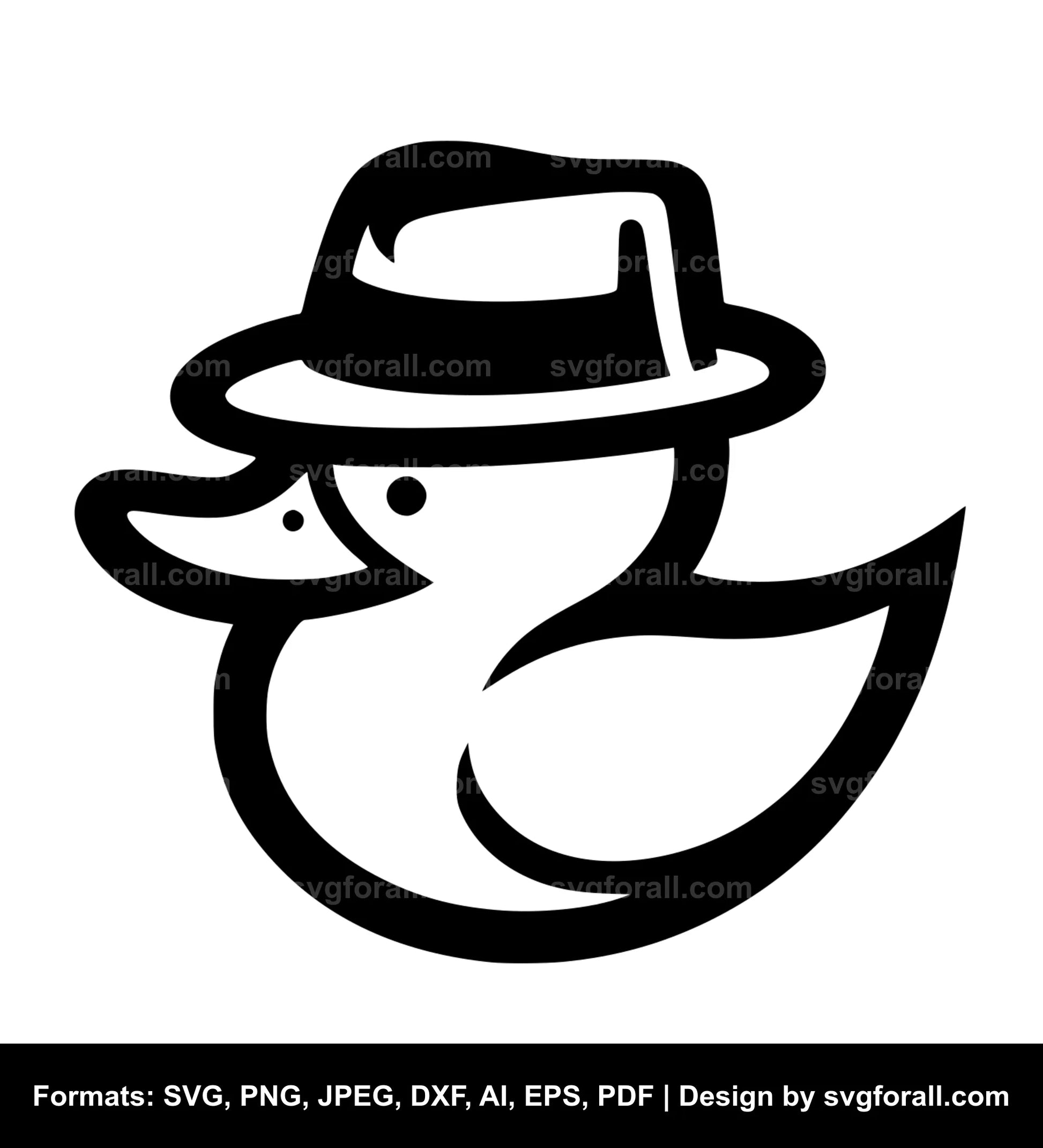 Duck With Hat Black SVG