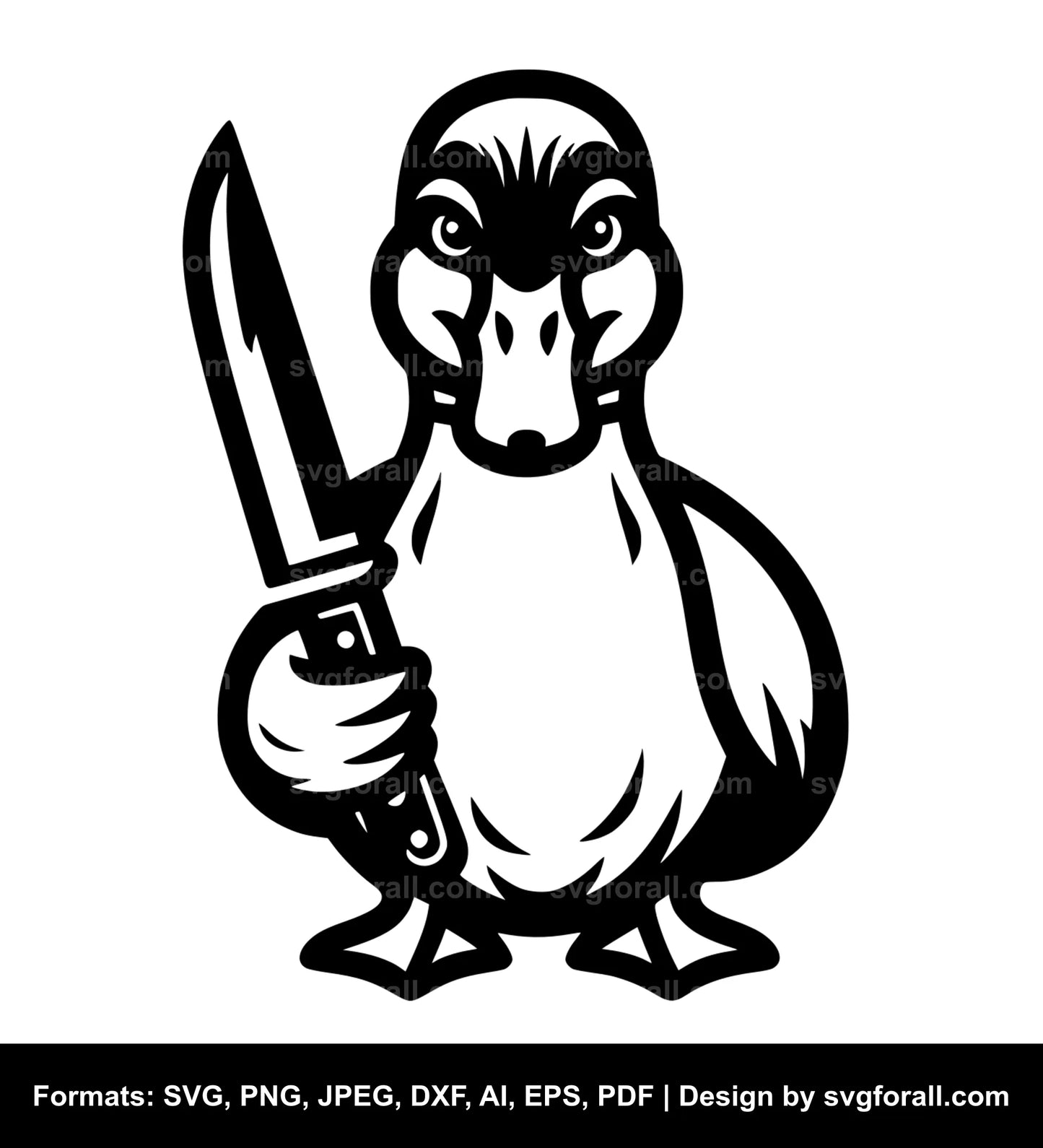 Duck With Knife Black SVG